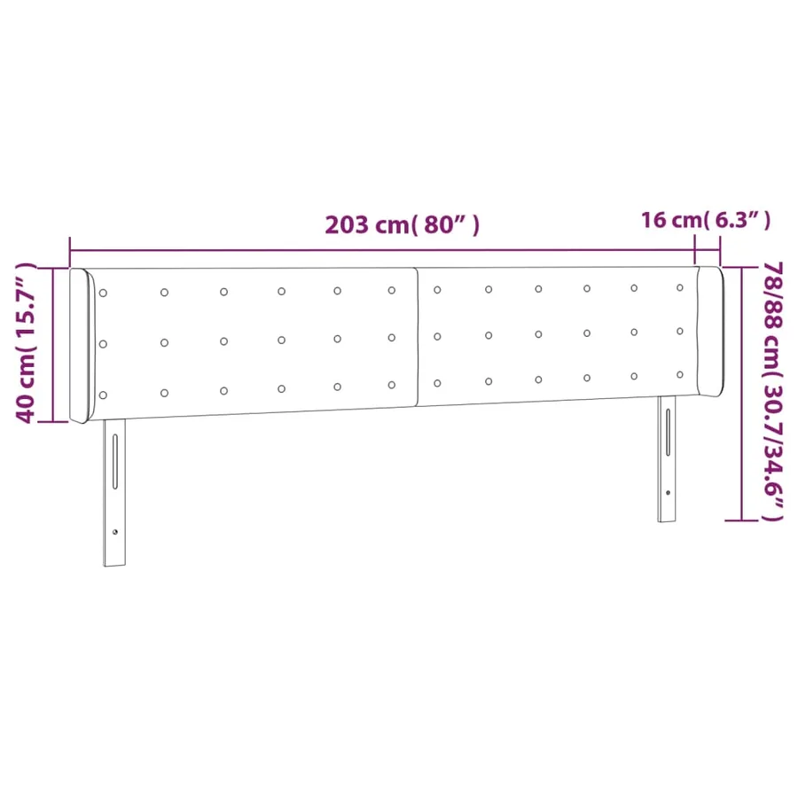 Tête de lit avec oreilles Blanc 203x16x78/88 cm Similicuir - 9