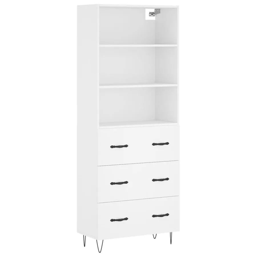 Buffet haut Blanc 69,5x34x180 cm Bois d'ingénierie - 2