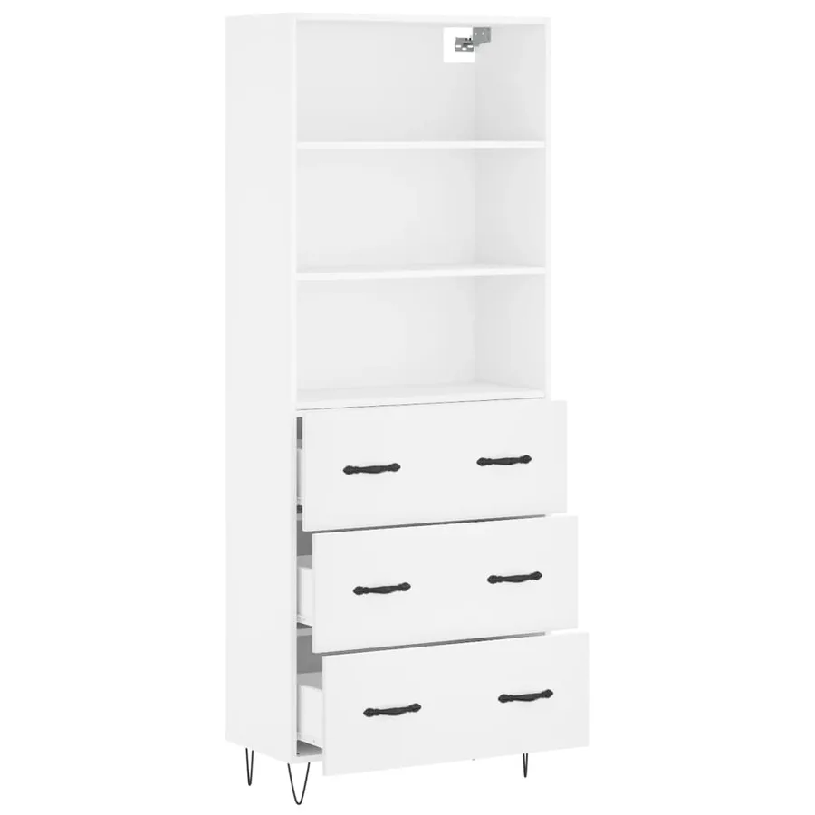 Buffet haut Blanc 69,5x34x180 cm Bois d'ingénierie - 4