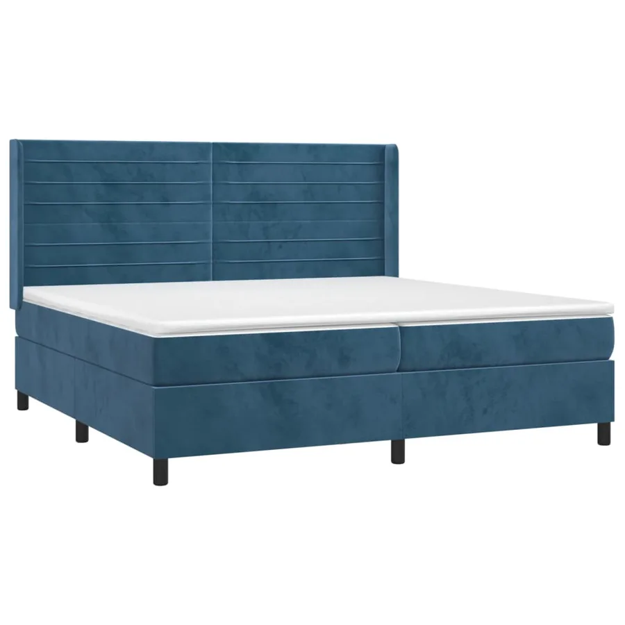 Sommier à lattes de lit matelas et LED Bleu foncé 200x200 cm - 4