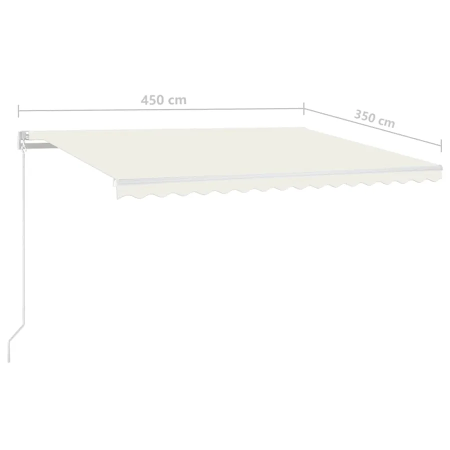 Auvent manuel rétractable avec LED 450x350 cm Crème - 7