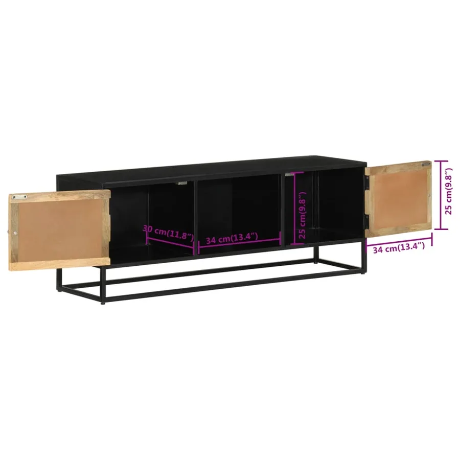 Meuble TV 110x30x40 cm bois massif de manguier et fer - 11