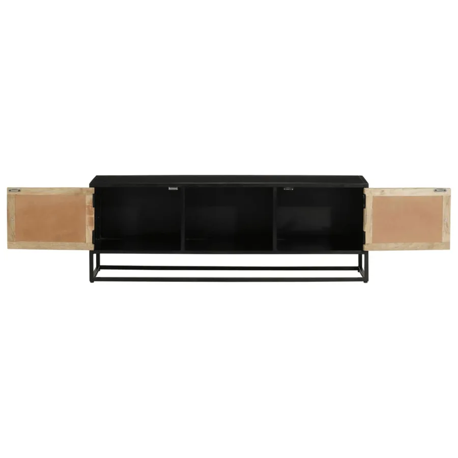 Meuble TV 110x30x40 cm bois massif de manguier et fer - 4