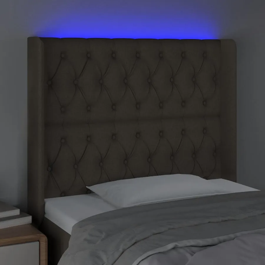 Tête de lit à LED Taupe 103x16x118/128 cm Tissu - 4