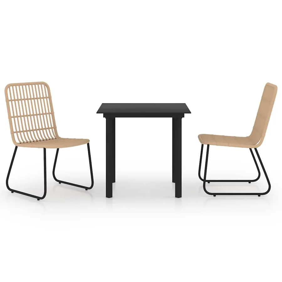Ensemble à manger d'extérieur 3 pcs résine tressée et verre - 2