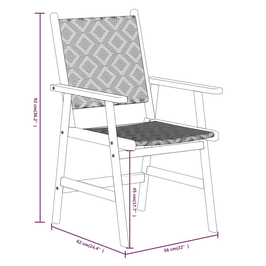 Ensemble à manger de jardin 3 pcs Bois d'acacia solide - 8