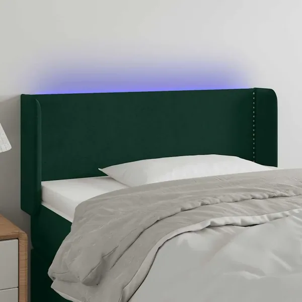 Tête de lit à LED Vert foncé 103x16x78/88 cm Velours