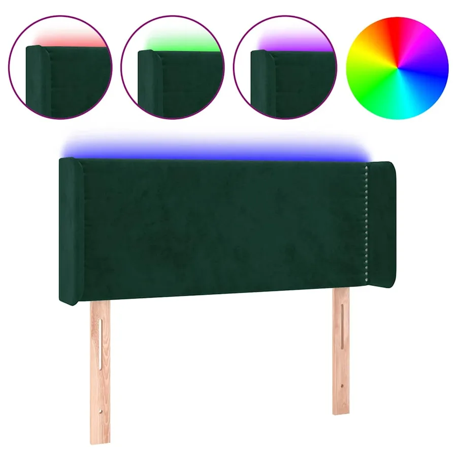 Tête de lit à LED Vert foncé 103x16x78/88 cm Velours - 2