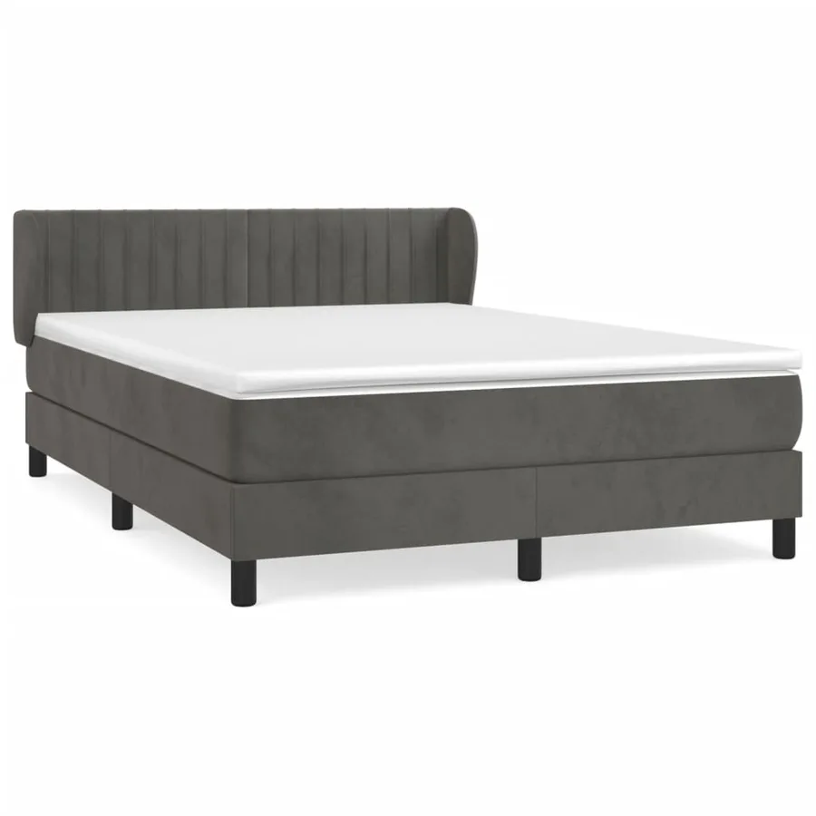 Sommier à lattes de lit et matelas Gris foncé 140x200cm Velours - 2