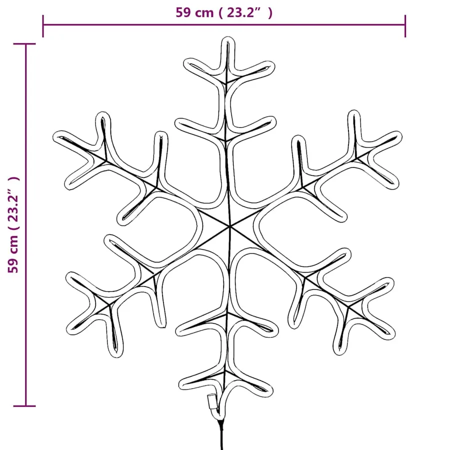 Figure de flocon de neige de Noël et 144LED Blanc chaud 59x59cm - 6