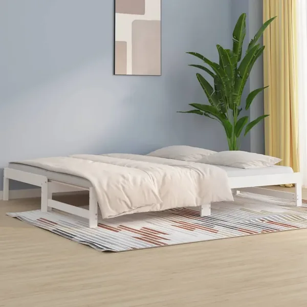 Lit coulissant sans matelas blanc 2x(90x190) cm
