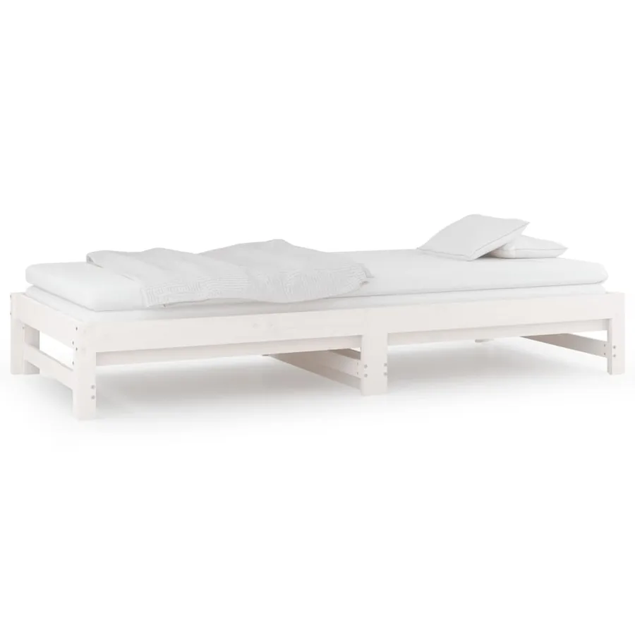 Lit coulissant sans matelas blanc 2x(90x190) cm - 6