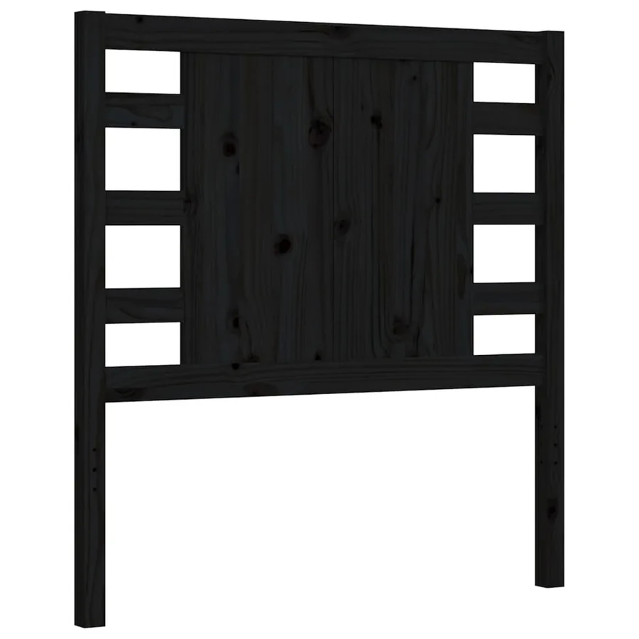 Cadre de lit sans matelas noir bois de pin massif - 8