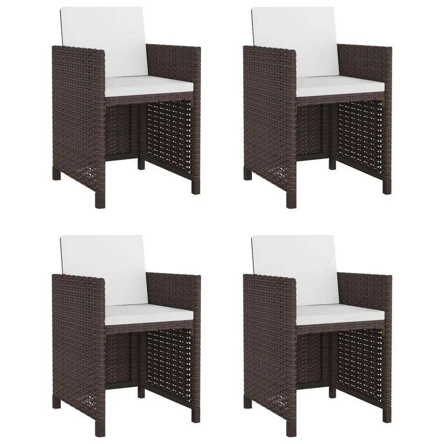 Ensemble à manger d'extérieur 5pcs avec coussins Résine tressée - 2