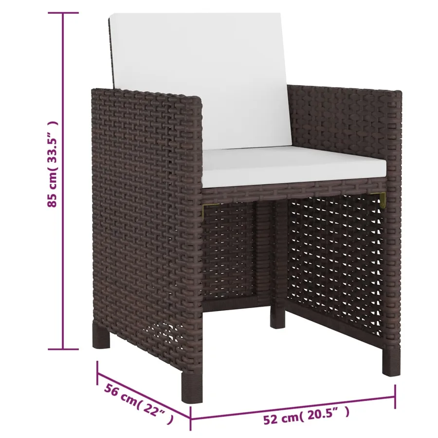 Ensemble à manger d'extérieur 5pcs avec coussins Résine tressée - 7