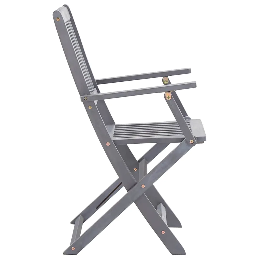 Ensemble à manger de jardin 5 pcs Bois d'acacia massif Gris - 10