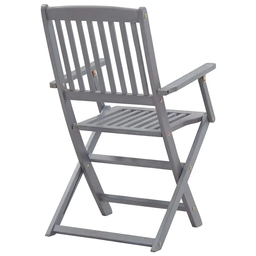 Ensemble à manger de jardin 5 pcs Bois d'acacia massif Gris - 11