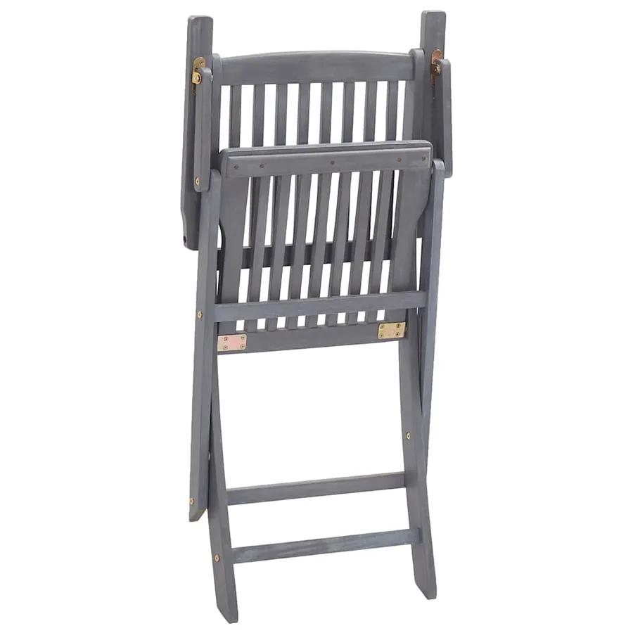 Ensemble à manger de jardin 5 pcs Bois d'acacia massif Gris - 12