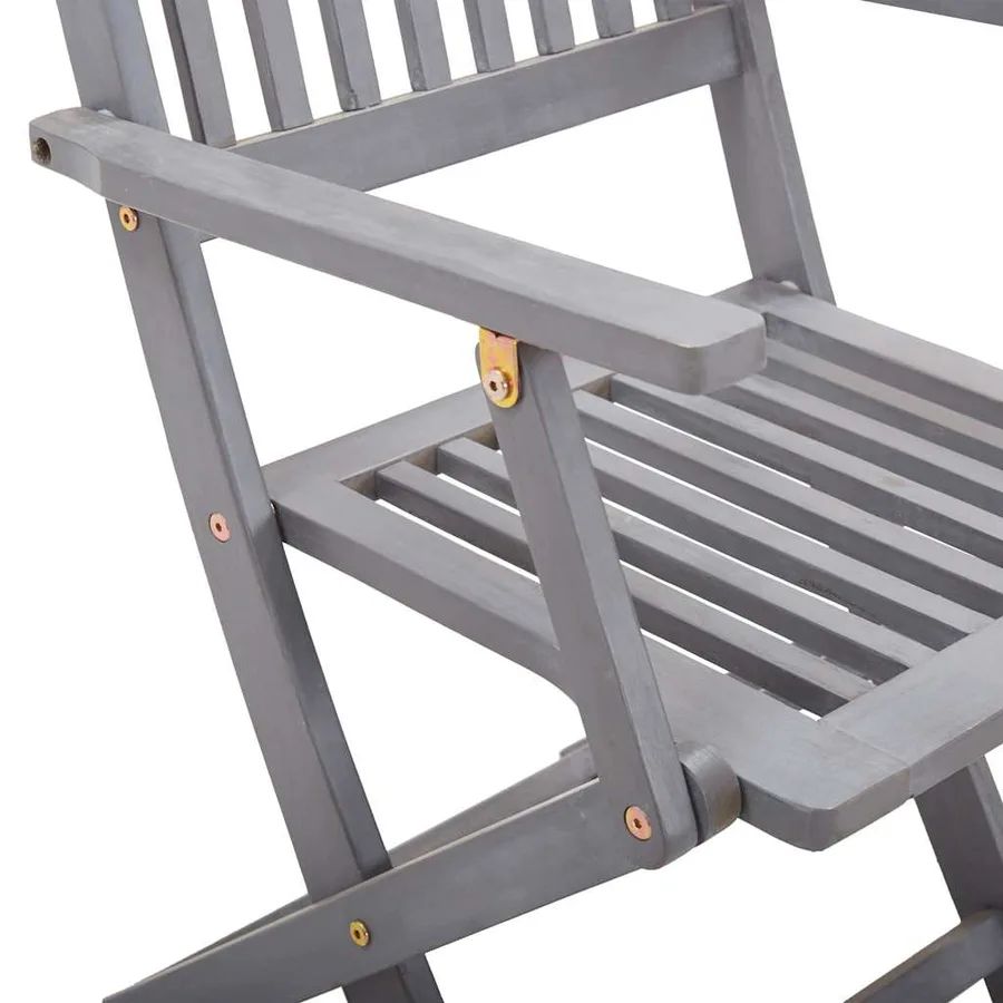 Ensemble à manger de jardin 5 pcs Bois d'acacia massif Gris - 13