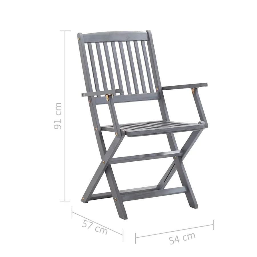 Ensemble à manger de jardin 5 pcs Bois d'acacia massif Gris - 19