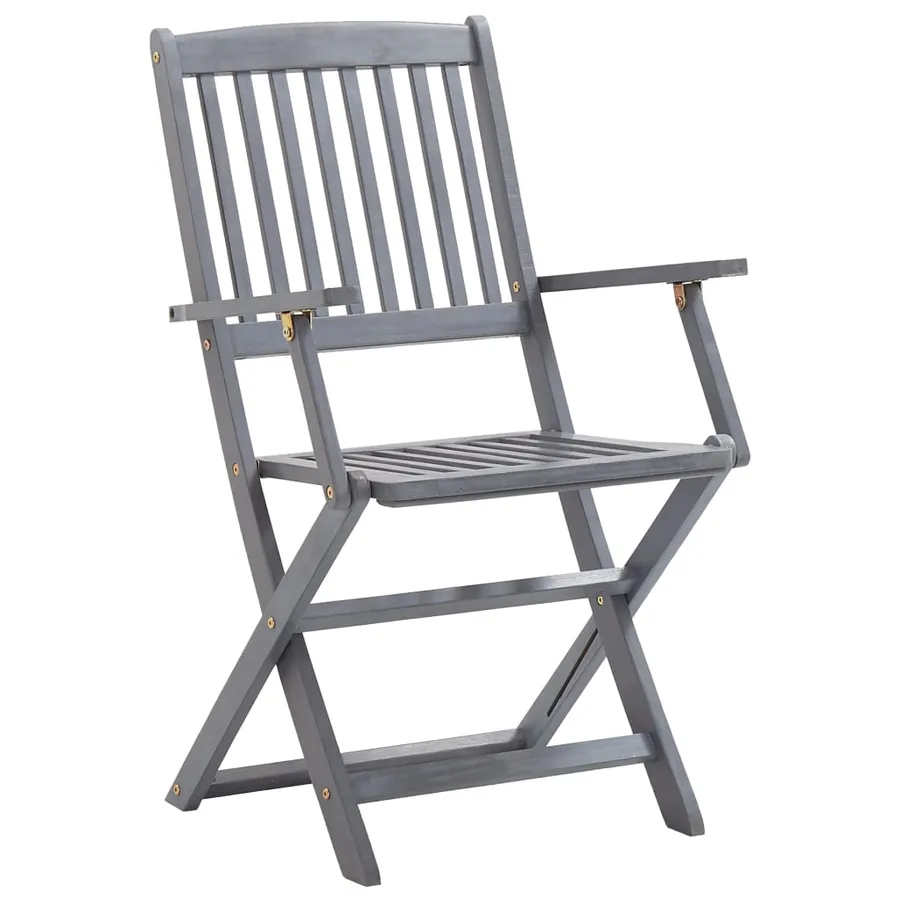 Ensemble à manger de jardin 5 pcs Bois d'acacia massif Gris - 8