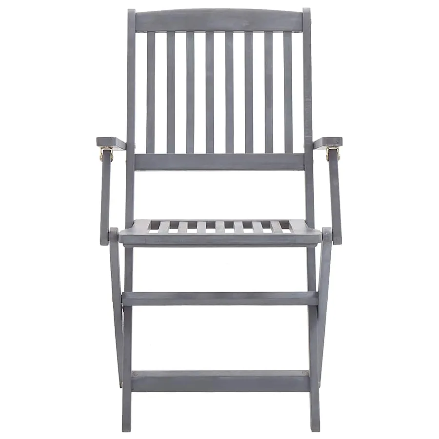 Ensemble à manger de jardin 5 pcs Bois d'acacia massif Gris - 9