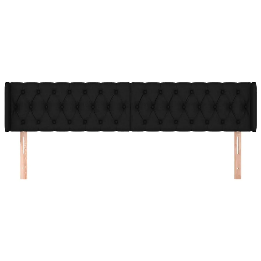 Tête de lit avec oreilles Noir 183x16x78/88 cm Tissu - 3