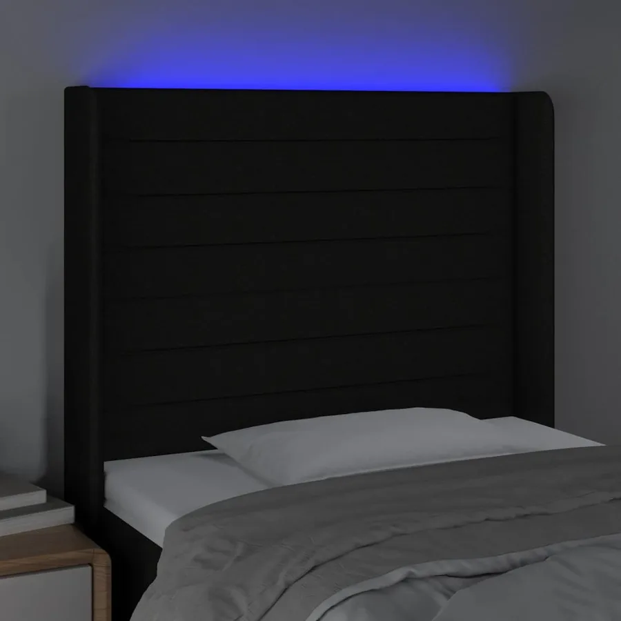 Tête de lit à LED Noir 83x16x118/128 cm Tissu - 4