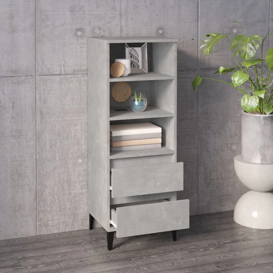 Buffet haut Gris béton 40x36x110 cm Bois d'ingénierie - 6
