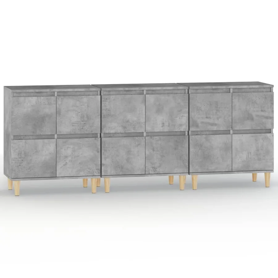 Buffets 3 pcs gris béton 60x35x70 cm bois d'ingénierie - 2