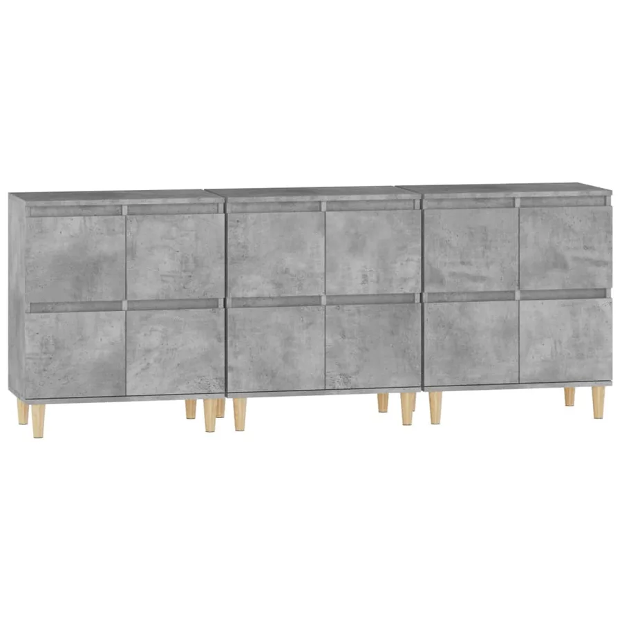 Buffets 3 pcs gris béton 60x35x70 cm bois d'ingénierie - 6