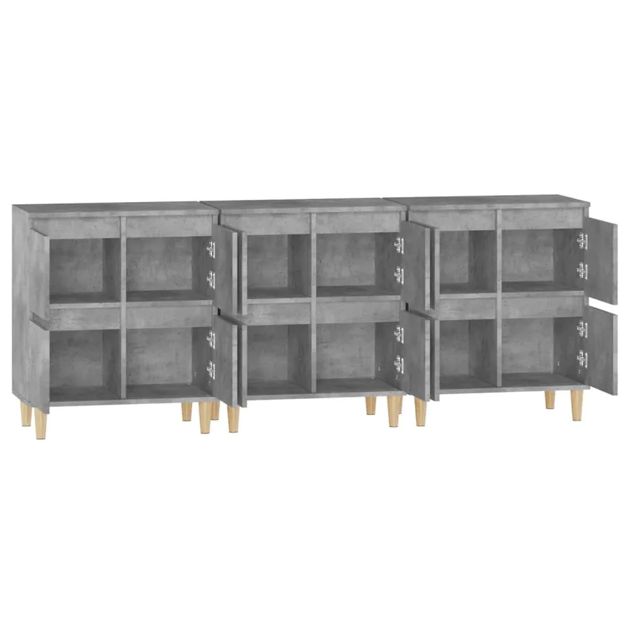 Buffets 3 pcs gris béton 60x35x70 cm bois d'ingénierie - 7