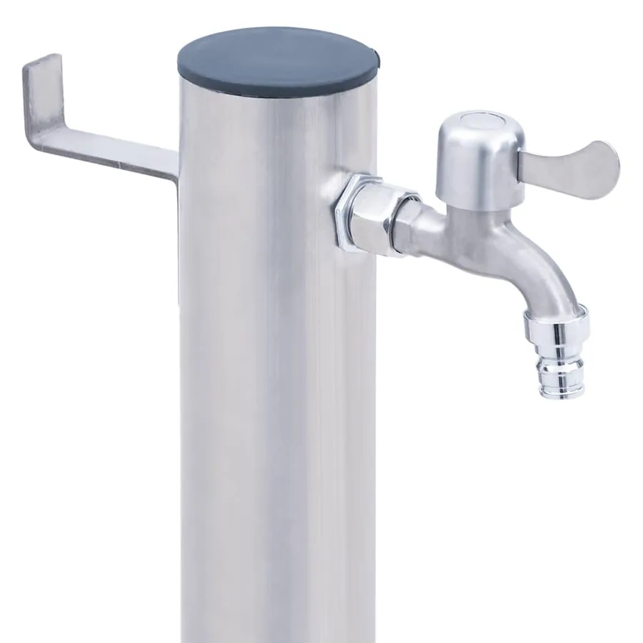 Colonne à eau de jardin 100 cm acier inoxydable rond - 5