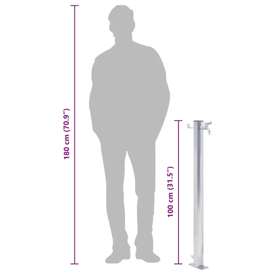 Colonne à eau de jardin 100 cm acier inoxydable rond - 8