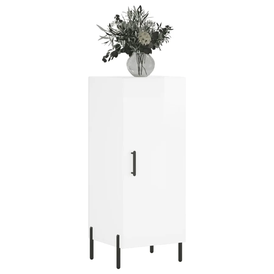 Buffet Blanc brillant 34,5x34x90 cm Bois d'ingénierie - 3