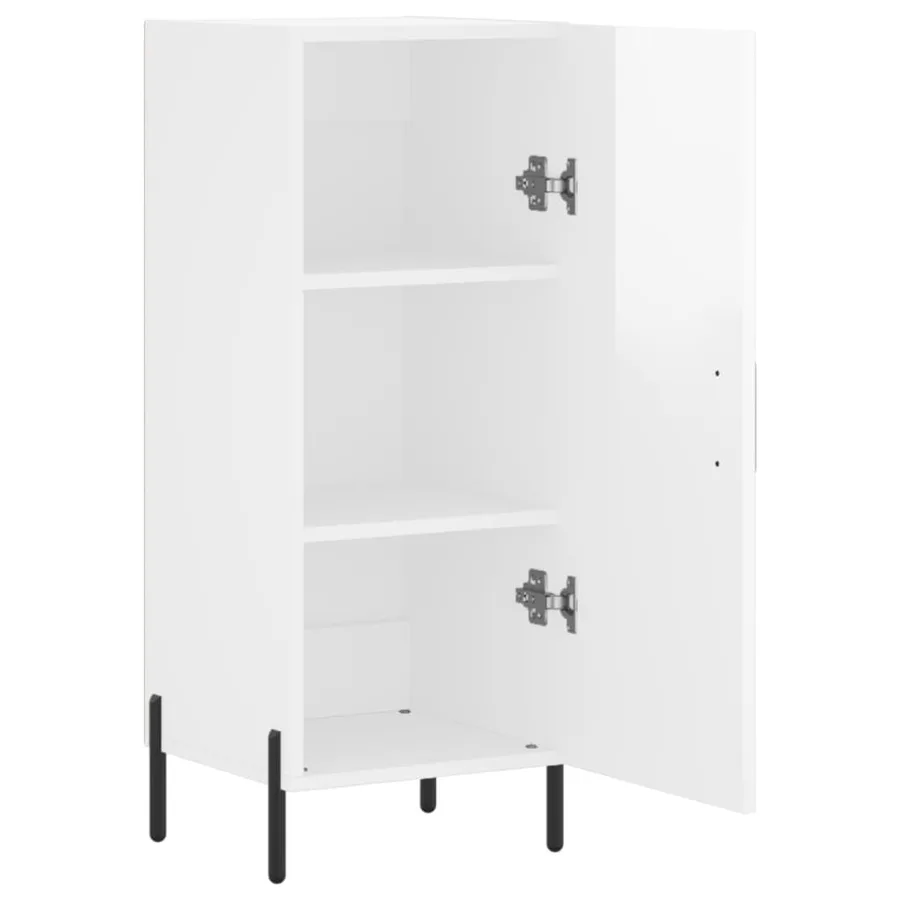 Buffet Blanc brillant 34,5x34x90 cm Bois d'ingénierie - 5