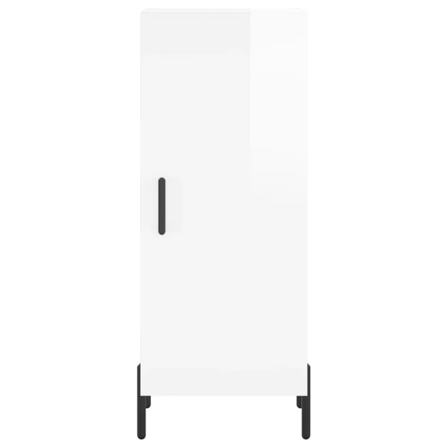 Buffet Blanc brillant 34,5x34x90 cm Bois d'ingénierie - 6