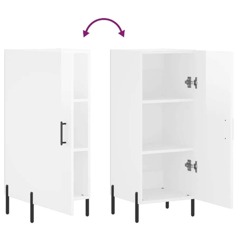 Buffet Blanc brillant 34,5x34x90 cm Bois d'ingénierie - 9