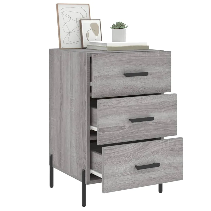 Table de chevet sonoma gris 40x40x66 cm bois d'ingénierie - 4
