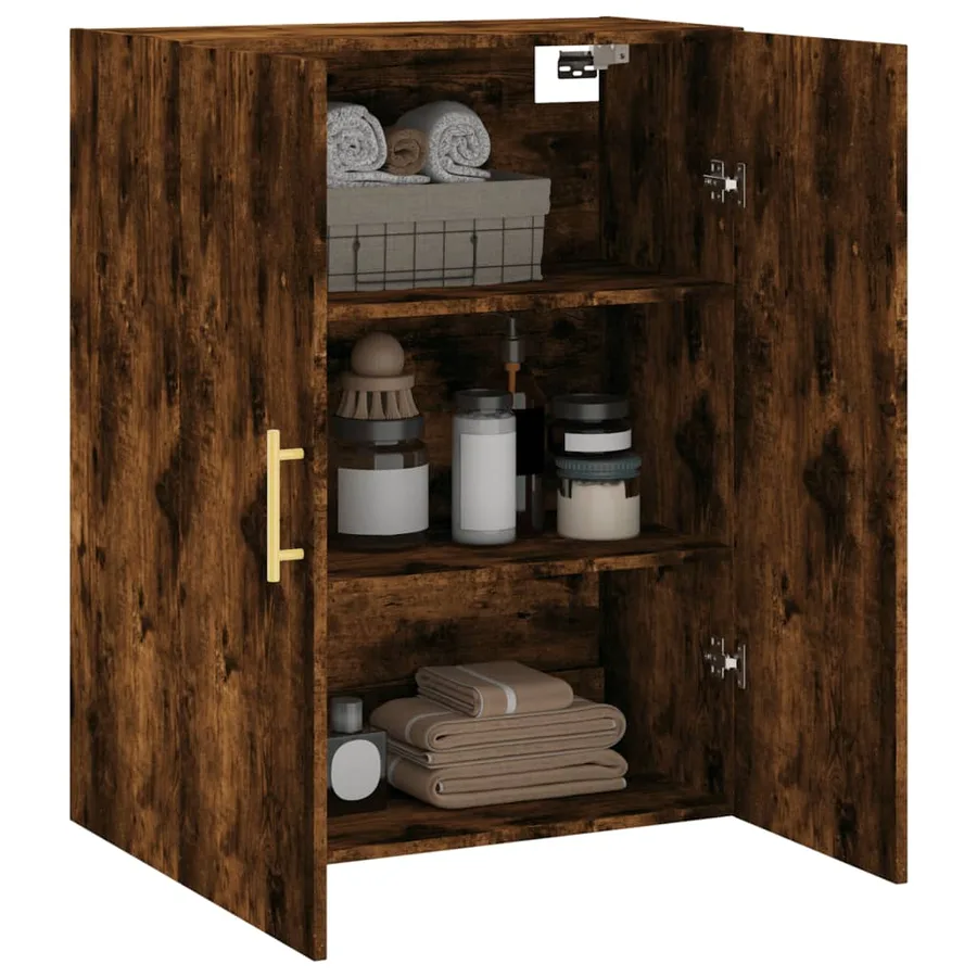 Armoire murale chêne fumé 69,5x34x90 cm - 5