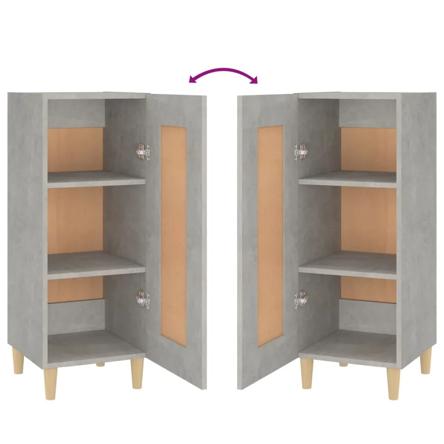 Buffet Gris béton 34,5x34x90 cm Bois d'ingénierie - 8