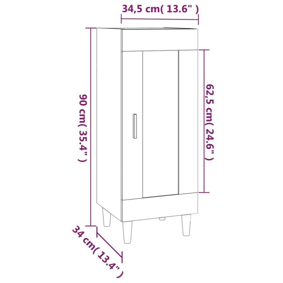 Buffet Gris béton 34,5x34x90 cm Bois d'ingénierie - 9