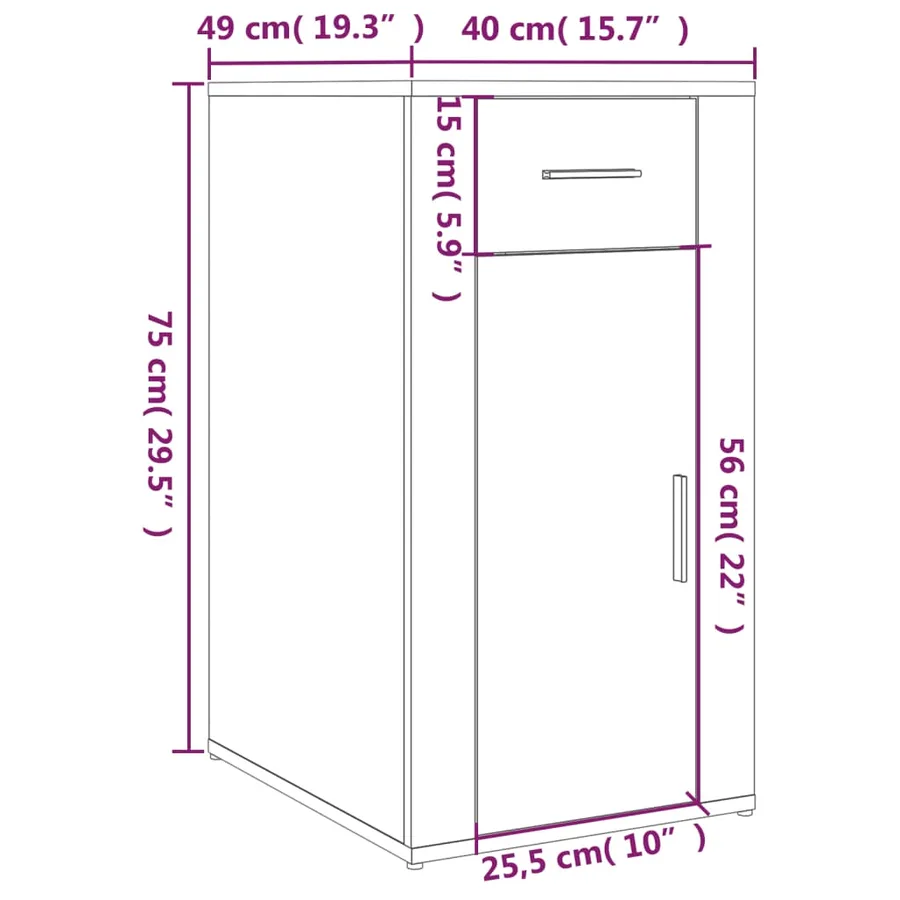 Armoire de bureau Blanc brillant 40x49x75 cm Bois d'ingénierie - 11