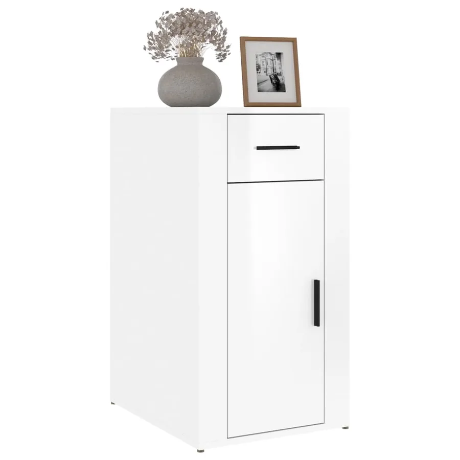 Armoire de bureau Blanc brillant 40x49x75 cm Bois d'ingénierie - 4