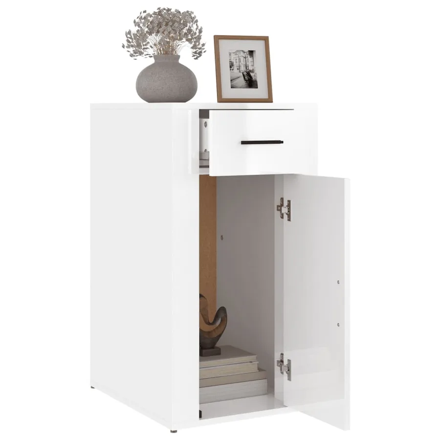 Armoire de bureau Blanc brillant 40x49x75 cm Bois d'ingénierie - 5