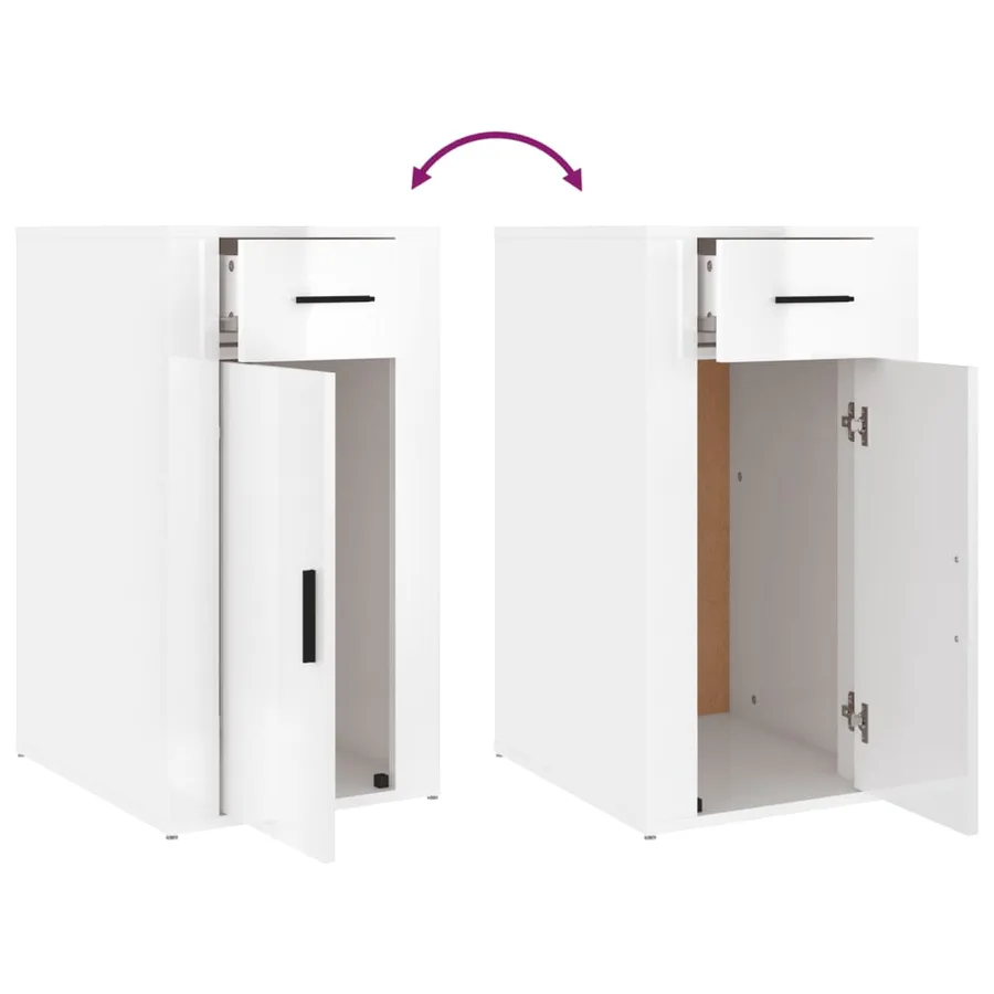 Armoire de bureau Blanc brillant 40x49x75 cm Bois d'ingénierie - 9