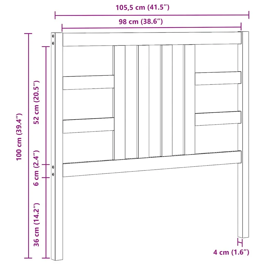 Tête de lit Marron miel 106x4x100 cm Bois massif de pin - 9