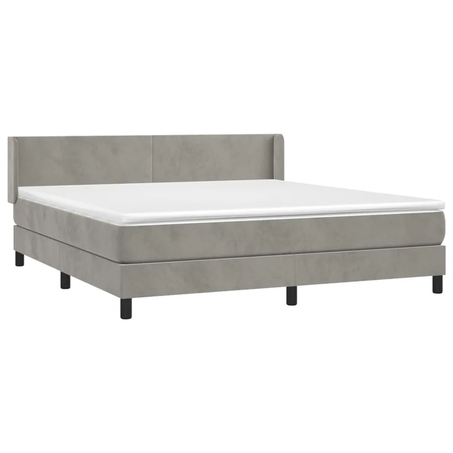 Sommier à lattes de lit et matelas Gris clair 180x200cm Velours - 3