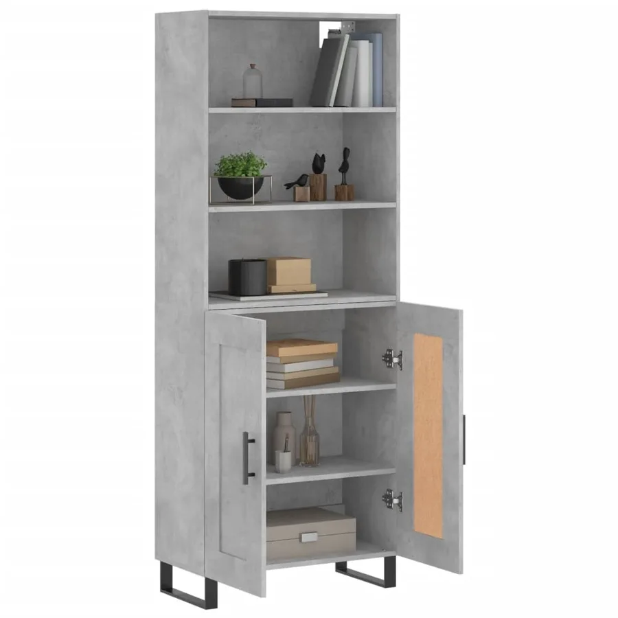 Buffet haut Gris béton 69,5x34x180 cm Bois d'ingénierie - 3