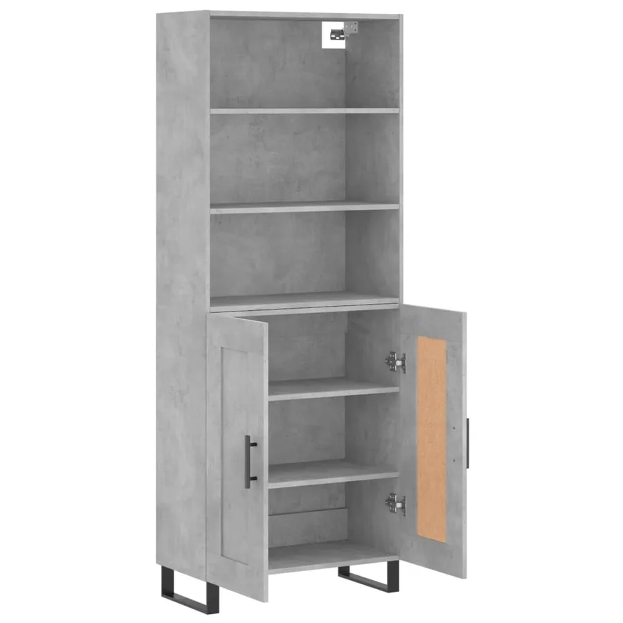 Buffet haut Gris béton 69,5x34x180 cm Bois d'ingénierie - 4